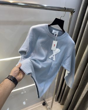 Ami Paris Sky Blue Knitted Imported Pull Over