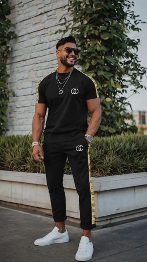 Gucc i Black Imported Premium Track Suit Brand Carry Bag Packing F3064-BL