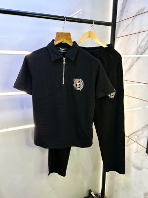 Balmai n Paris Black Imported Embroidery Logo Premium Track Suit Brand Carry Bag Packing F3017-BL