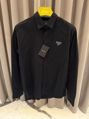 Prad_a Milano Chest Logo Full Sleeves Shirt Black