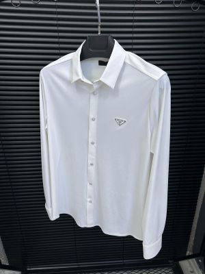 Prad_a Milano Chest Logo Full Sleeves Shirt White