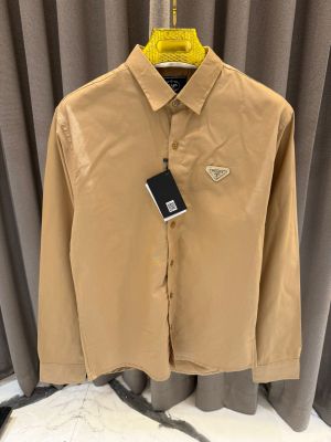 Prad_a Milano Chest Logo Full Sleeves Shirt Brown