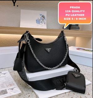 PRAD.A RE-EDITION BLACK POCHETTE CROSS BODY BAG WITH OG BOX