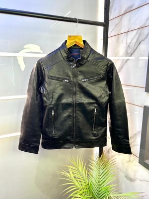 Louis_Vuitton Imported Allover Monogram Leather Super Premium Black Zipper Jacket F2272-BL