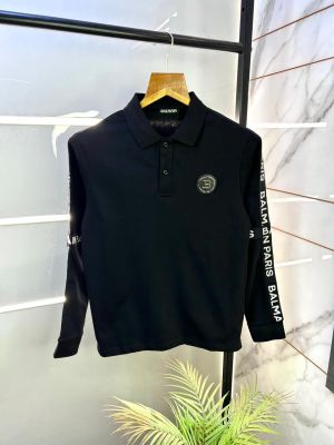 Balmai n Paris Black Polo Neck Full Sleeves Premium Collar T-shirt F3028-B2