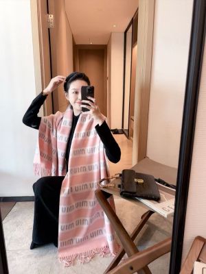 Miu_Miu_Monogram_Wool_Scarf_Baby_Pink_&_Light_Grey_With_OG_Box_&_Carry_Bag