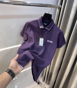Hugo  Boss Wine Logo Work Premium Polo T-Shirt