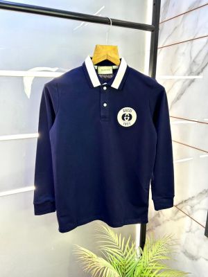 Gucc i Navy Polo Neck Full Sleeves Premium Collar T-shirt F3083-NY