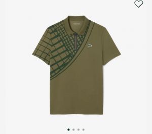 Lacost e Green Premium Cotton Pique fabric Polo Tshirt with Front Design and Embroidered Logo Zip Style 3171