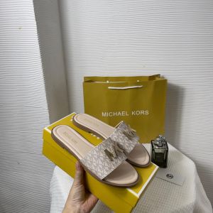 Michael_Kors_MK_Kippy_Leather_Slide_Flats_Pink_Embossed_Logoprint_With_OG_Box_&_Carry_Bag_235-M5_Pink