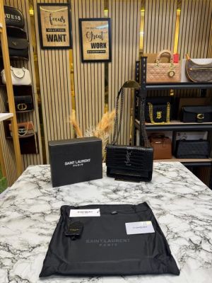 Yves Saint Laurent Ysl Sunset Shoulder Bag With Box Dust Bag (Silver)