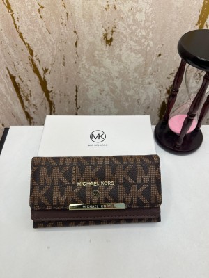 MICHAEL_KORS SIGNATURE MONOGRAM TRI FOLD WALLET WITH BOX (MK - 8013 COFFEE)