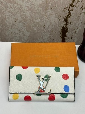 LOUIS_VUITTON YAYOI KUSAMA COLLABORATION PORTEFEUILLE CAPUCINES LONG WALLET WHITE (M1983-55)