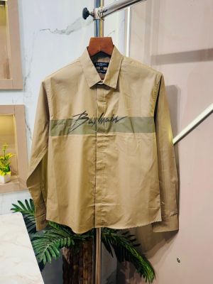 Balmain_Paris_Khaki_Logo_Print_Premium_Shirt_(1500)