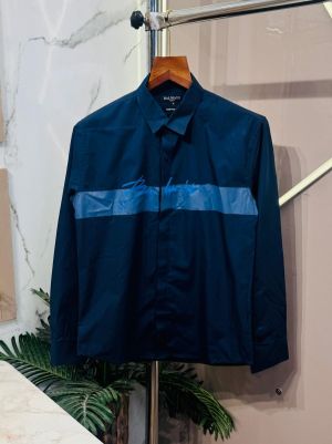 Balmain_Paris_Navy_Blue_Logo_Print_Premium_Shirt_(1496)