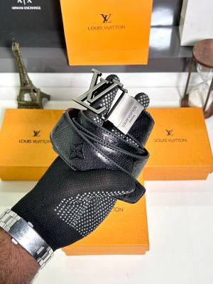 Louis_vuitton Silver Black Belt With Box And Carry Bag Fa 20 