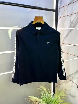 Lacost e Black Polo Neck Full Sleeves Premium Collar T-shirt F3129-B2