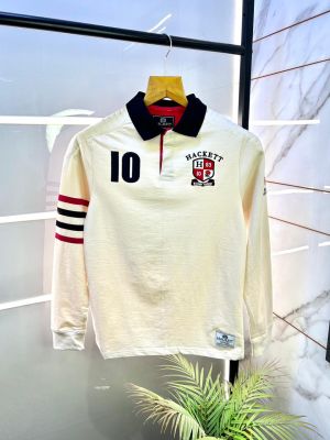 Hacket t Offwhite Polo Neck Back Printed Full Sleeves Premium Collar T-shirt F3087-OF