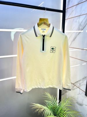 Lacost e Beige Polo Neck Full Sleeves Premium Collar T-shirt F3129-BE1
