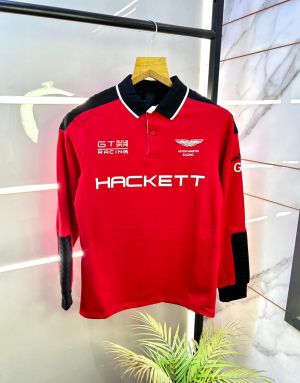 Hacket t Red Polo Neck Full Sleeves Premium Collar T-shirt F3087-RE