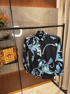 Versace Black Blue Imported Shirt with Box