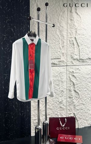 Gucc_i imported full sleeves shirt white & red 