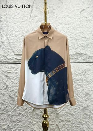 Louis_Vuitton Panther Print Full Sleeves Shirt Coffee