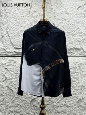 Louis_Vuitton Panther Print Full Sleeves Shirt Black