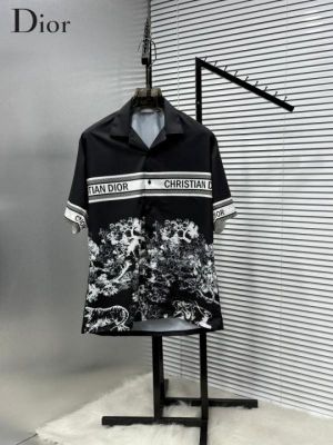 Christian Dio r Black Printed Premium Half Shirt With Box Packing