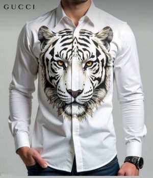 Gucc i White Designer Shirt With Box Packing 