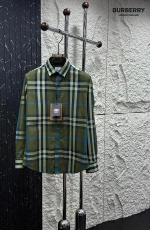 Burberr y Green F Checks Premium Shirt With Box Packing And Carry Bag