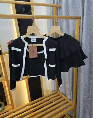 WOMEN BURB SPAGETTI & JACKET TOP BLACK SB183-BK