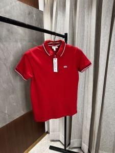 Lacost_e Red Polo Tshirt with Brand collar