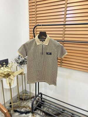 Balmai_n All Over Monogram Printed Premium Zipper Polo T-shirt