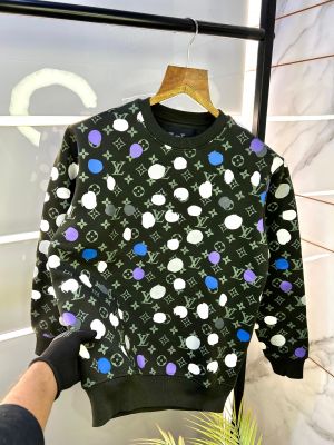 Louis_Vuitton Monogram Print Imported Dark Green Super Premium Sweatshirts F1206