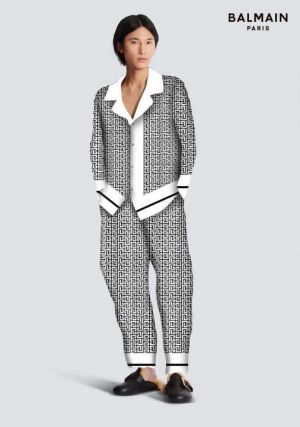 Balmai n Paris White 2 Monogram Imported Tracksuit With Brand Box