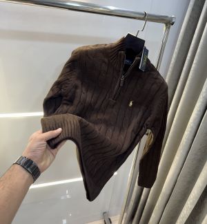 Ralph  Lauren Brown Embroidery Logo Premium Full Sleeve Polo T-Shirt