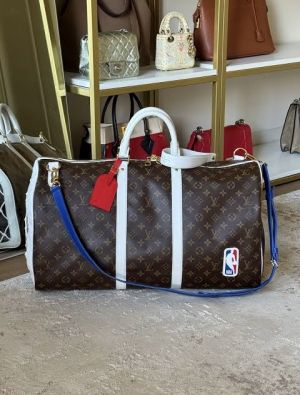 LOUIS_VUITTON BROWN LVxNBA KEEPALL BANDOURLIERE 55 LOGO MONOGRAM PREMIUM DUFFLE BAG CLASSIC UNISEX
