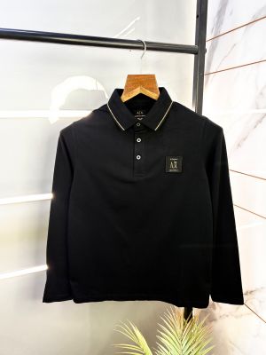 Arman_i Exchange Black Full Sleeves Polo Neck Premium Collar T-shirt F2050-BL