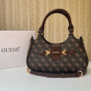 Guess Faux Leather Handbag With Box And Dust Bag Including Carry Bag (Brown)