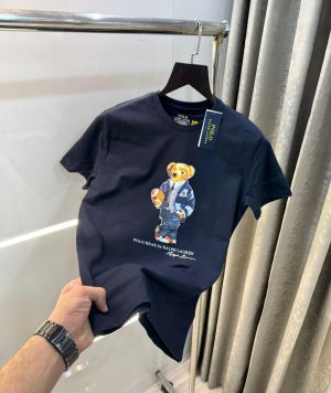 Ralph  Lauren Navy Blue New Teddy Logo Premium T-Shirt