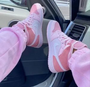 Jordan Retro 1 Mid Digital Pink Women Leather Suede