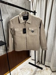 Prad_a Brown Double Pocket Jacket with Zip