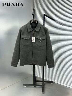 Prad_a Brown Double Pocket Jacket with Zip