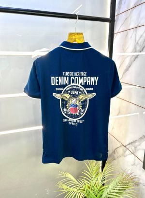 Us Polo Blue Back Printed Collar Neck Premium T-shirt F2837-BU