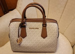 Michael_Kors Bedford Satchel Shoulder Bag With Box And Dust Bag (Beige)