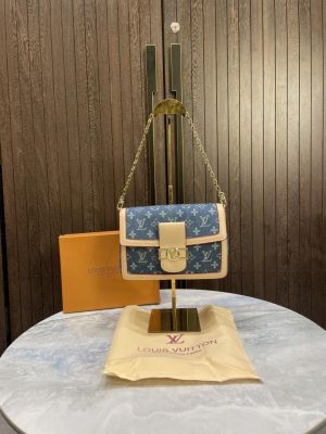louis-vuitton denim sling bag with box 30