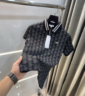 Lacost e Black Embroidery Logo Premium Polo T-Shirt