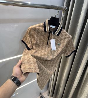 Lacost e Beige Embroidery Logo Premium Polo T-Shirt