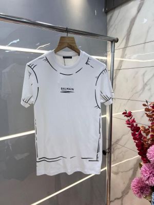 Balmai n Paris White Premium Imported 240 GSM Interlock Lycra Fabric Round Neck with Printed Design Tshirt 2995